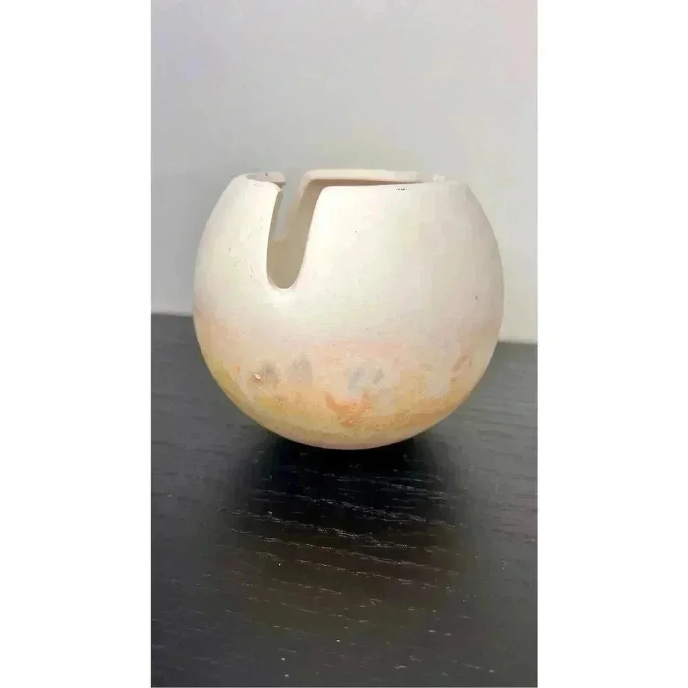 Vintage Ivory Orange Circle Vase Bowl